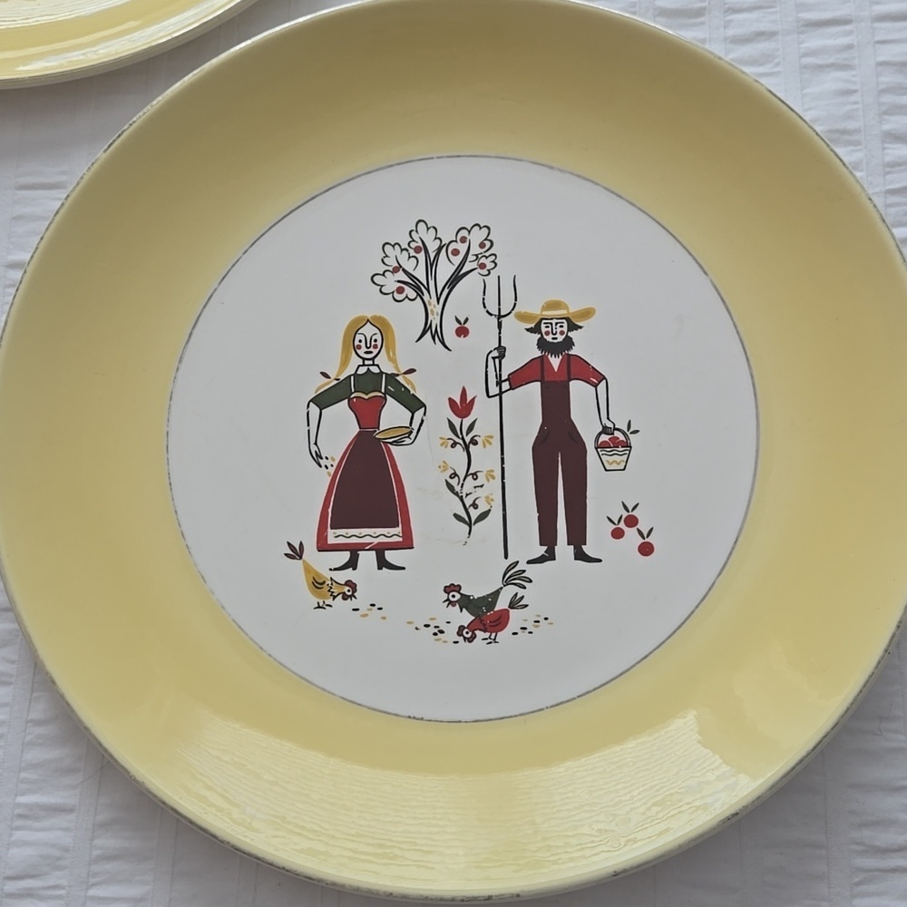 Vintage Rhythm by Homer Laughlin Farmer's Wife 10" Dinner Plates E60N5 5 Plates - Picture 7 of 14